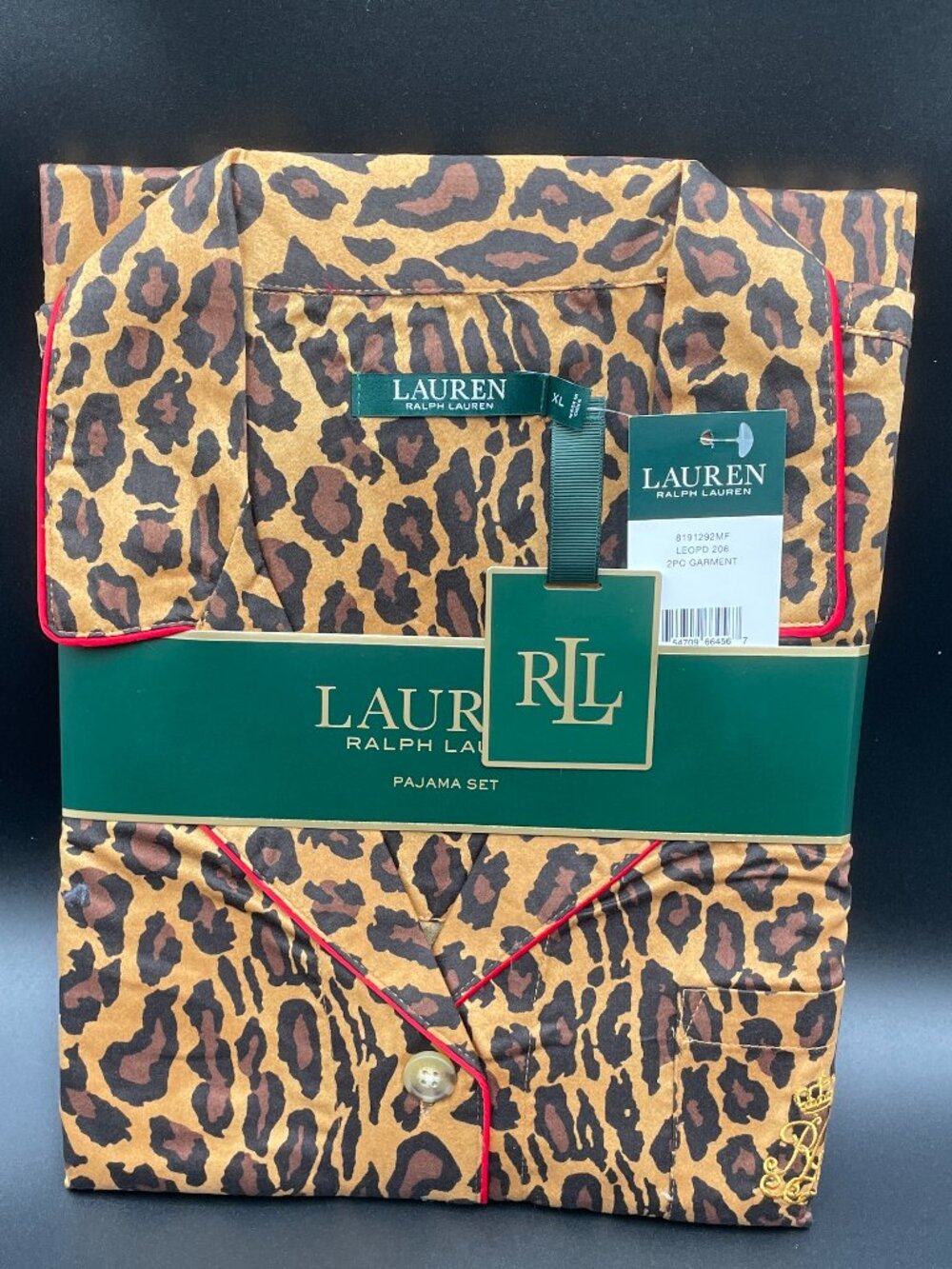 NWT Lauren Ralph Lauren Leopard Print 2-Piece Pajama Set - Size XL